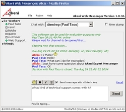 Akeni Web Chat Screenshot